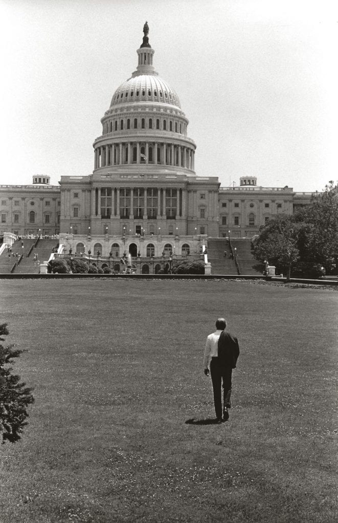 Congressman Gephardt in 1977 in front of the U.S. Capitol Building in Washington, DC.